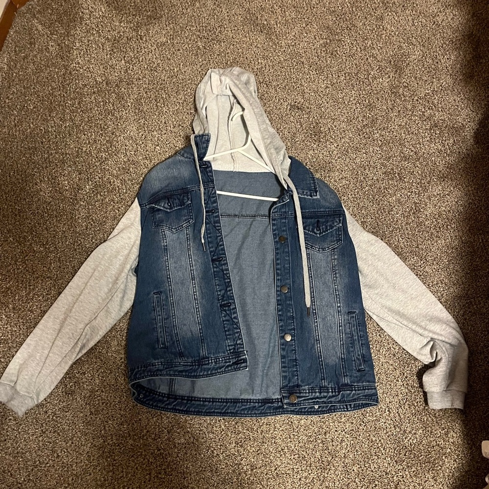 Denim Vest with Gray Hoodie